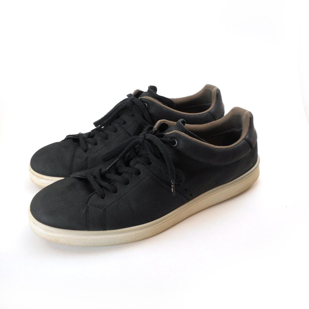 ECCO Shoes Men's size EU 47 / 13-13.5 US Black Sneaker Leather Lace Up Low Top